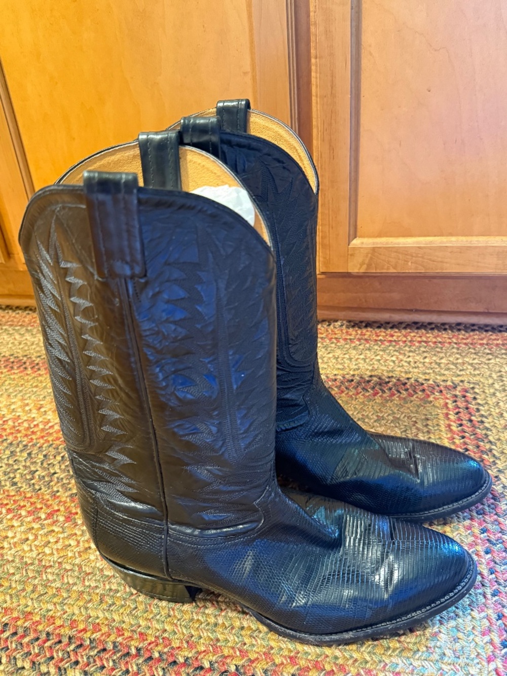Vintage Tony Lama Men’s Black Leather Western Cowboy Boots 12 D Style Y8892